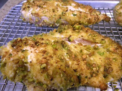 Ready for the oven, notice that the chicken is just browned, not cooked through.
