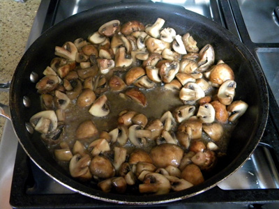 Mushrooms releasing their liquid