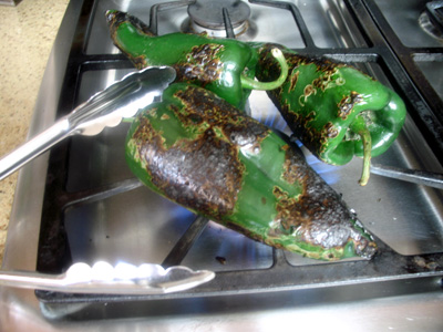 roastingpoblano Roasting directly over flame until blackened