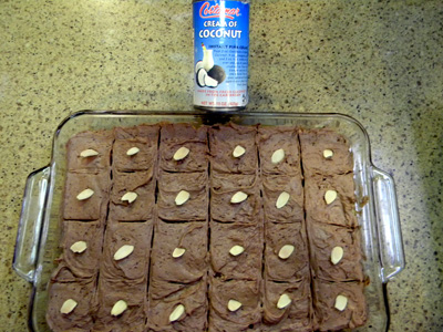 scored and garnished bars with creme of coconut can