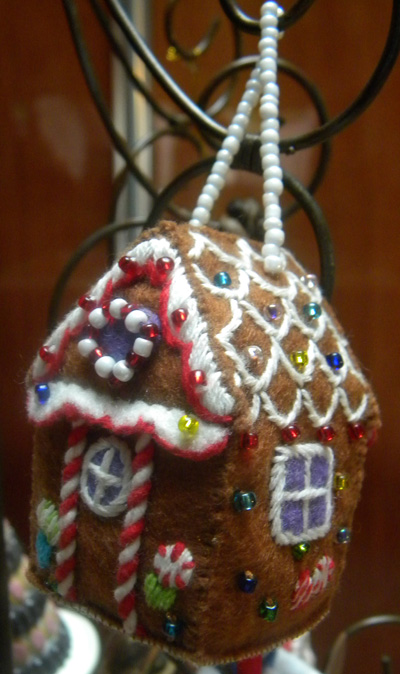 fabric gingerbread house ornament