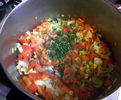 pepper and leek saute