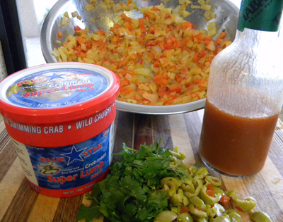 cooling the onion-pepper mixture by the open window