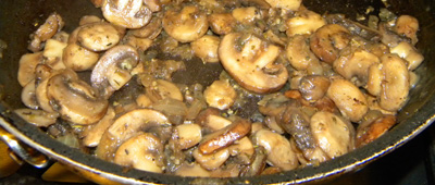mushrooms brown after water evaporates