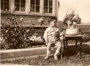 My Dad in front of his farmhouse on 7th Avenue and Missouri in Phoenix, Arizona on his 2nd birthday in 1933