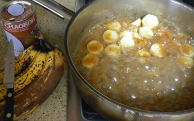 simmering bananas