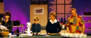 Me, Connor, Beth McDonald, and Bill Austin on "Cooking with Beth and Bill" in about 1996