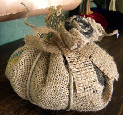 burlap bag pumpkin