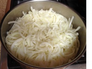onions in pan