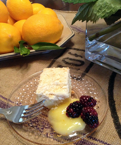 lemon curd yogurt crumb cake square