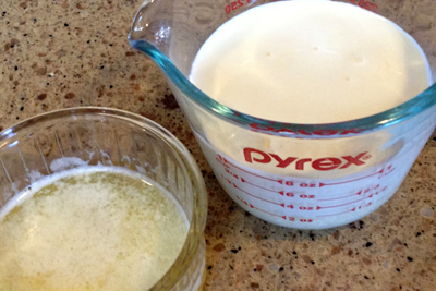 warm butter and milk mix