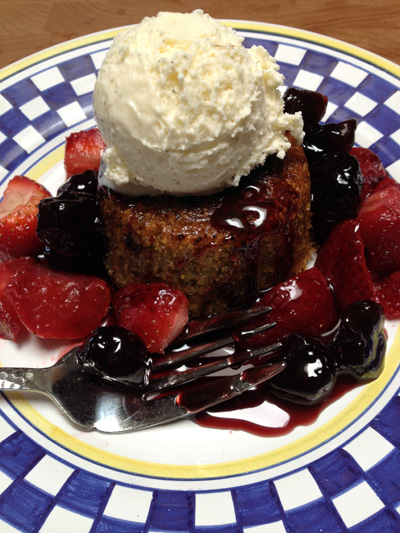 Polenta-Pistachio Cake with Zinfandel Syrup